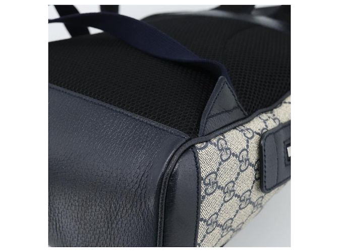 Zaino GUCCI GG Supreme Sherry Line PVC Blu Navy Argento Rosso 547965 Auth ka4697SAM - vista 14