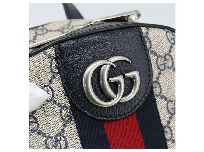 Zaino GUCCI GG Supreme Sherry Line PVC Blu Navy Argento Rosso 547965 Auth ka4697SAM - vista 17