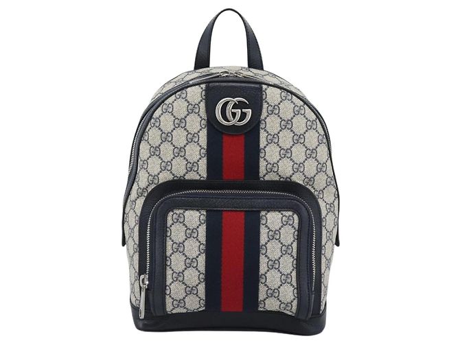 Zaino GUCCI GG Supreme Sherry Line PVC Blu Navy Argento Rosso 547965 Auth ka4697SAM - vista 2