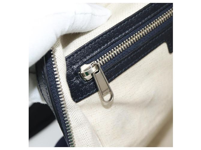 Zaino GUCCI GG Supreme Sherry Line PVC Blu Navy Argento Rosso 547965 Auth ka4697SAM - vista 22