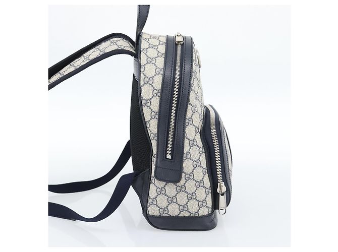 Zaino GUCCI GG Supreme Sherry Line PVC Blu Navy Argento Rosso 547965 Auth ka4697SAM - vista 4