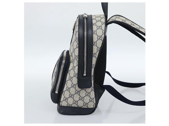 Zaino GUCCI GG Supreme Sherry Line PVC Blu Navy Argento Rosso 547965 Auth ka4697SAM - vista 5
