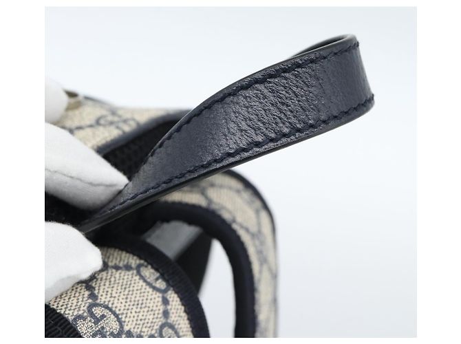 Zaino GUCCI GG Supreme Sherry Line PVC Blu Navy Argento Rosso 547965 Auth ka4697SAM - vista 7