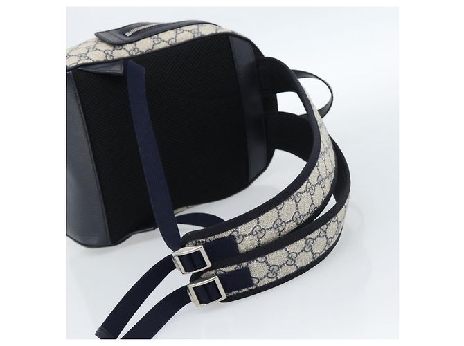 Zaino GUCCI GG Supreme Sherry Line PVC Blu Navy Argento Rosso 547965 Auth ka4697SAM - vista 9