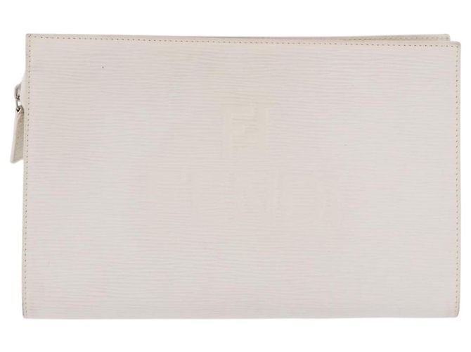 Clutch FENDI in pelle bianco e argento Auth ep14814 - vista 2