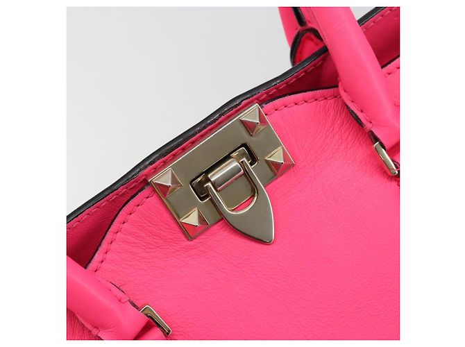 Bolso Tote VALENTINO Studs de cuero 2way Pink Gold Auth BA13319 Rosa Dorado - vista 17