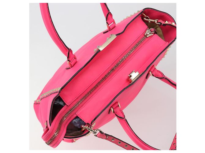 Bolso Tote VALENTINO Studs de cuero 2way Pink Gold Auth BA13319 Rosa Dorado - vista 18