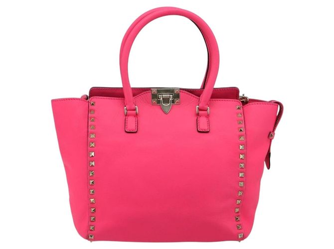 Bolso Tote VALENTINO Studs de cuero 2way Pink Gold Auth BA13319 Rosa Dorado - vista 2
