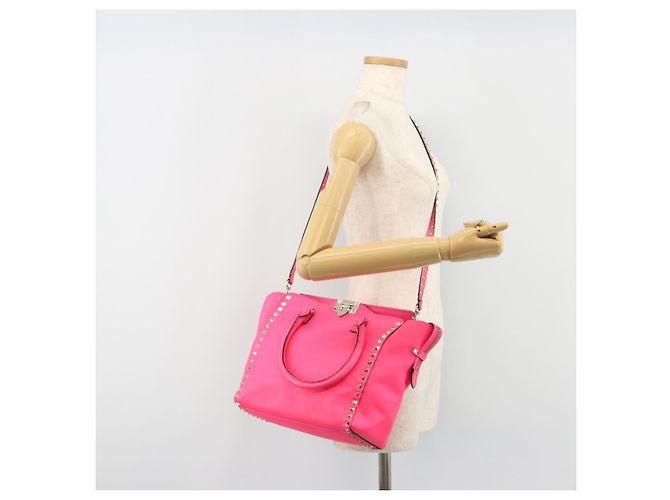 Bolso Tote VALENTINO Studs de cuero 2way Pink Gold Auth BA13319 Rosa Dorado - vista 24