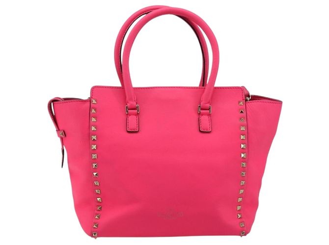 Bolso Tote VALENTINO Studs de cuero 2way Pink Gold Auth BA13319 Rosa Dorado - vista 3