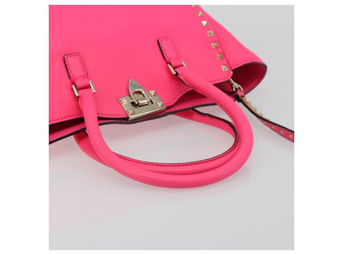Bolso Tote VALENTINO Studs de cuero 2way Pink Gold Auth BA13319 Rosa Dorado - vista 7