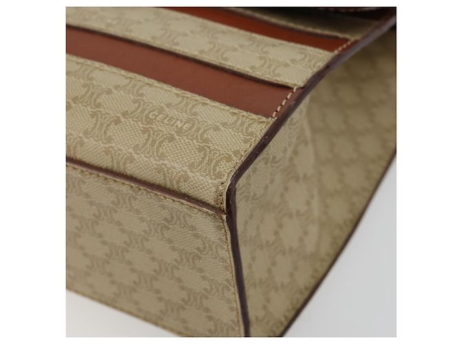 Céline Borsa CELINE Macadam Canvas PVC Beige Oro Auth 184585 D'oro - vista 10