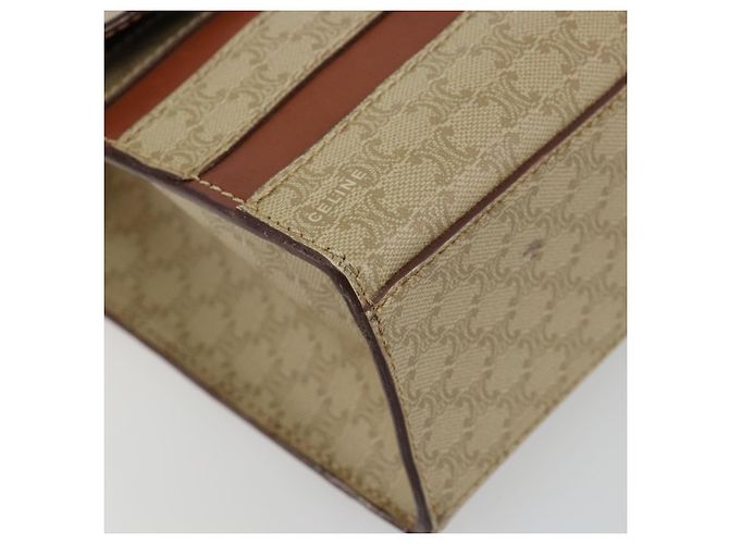 Céline Borsa CELINE Macadam Canvas PVC Beige Oro Auth 184585 D'oro - vista 11