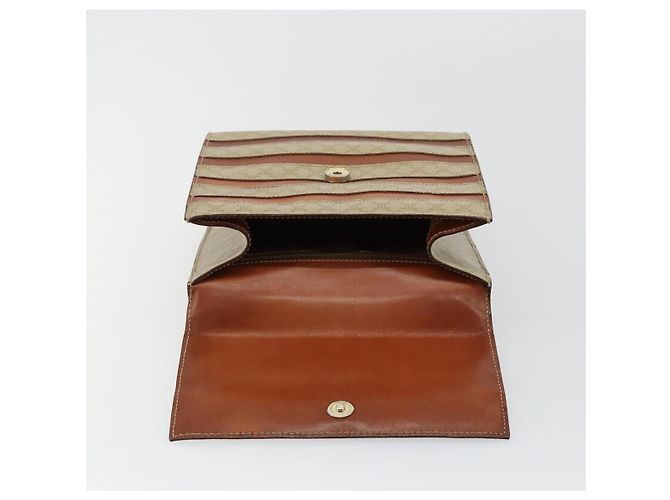 Céline Borsa CELINE Macadam Canvas PVC Beige Oro Auth 184585 D'oro - vista 14