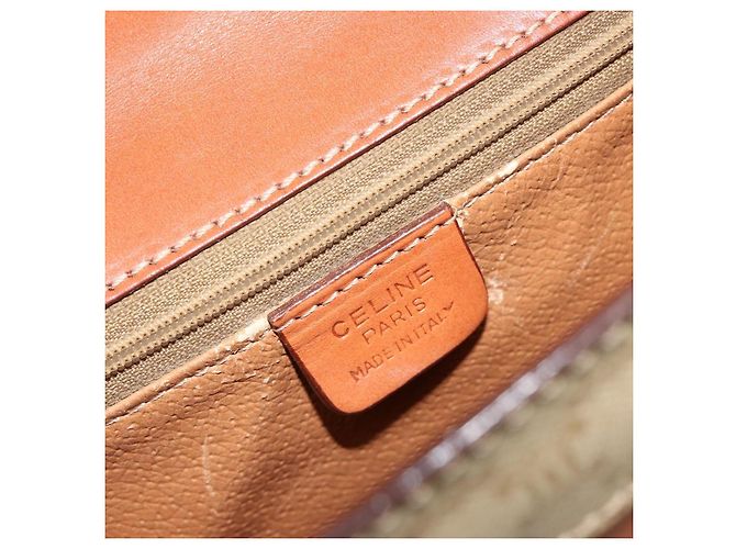 Céline Borsa CELINE Macadam Canvas PVC Beige Oro Auth 184585 D'oro - vista 15