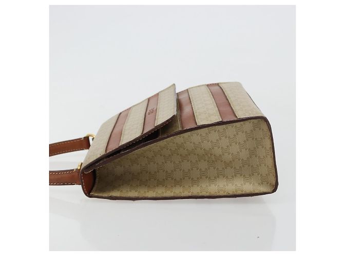 Céline Borsa CELINE Macadam Canvas PVC Beige Oro Auth 184585 D'oro - vista 5