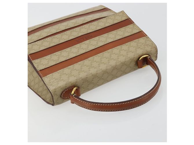Céline Borsa CELINE Macadam Canvas PVC Beige Oro Auth 184585 D'oro - vista 6