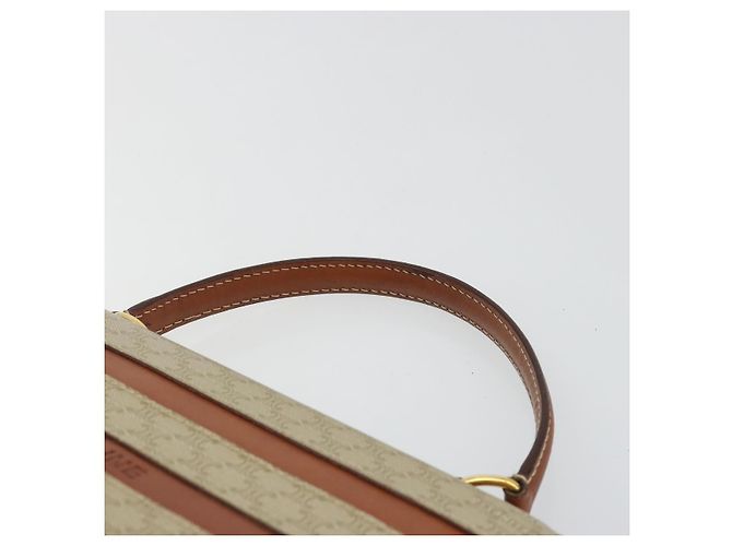 Céline Borsa CELINE Macadam Canvas PVC Beige Oro Auth 184585 D'oro - vista 8