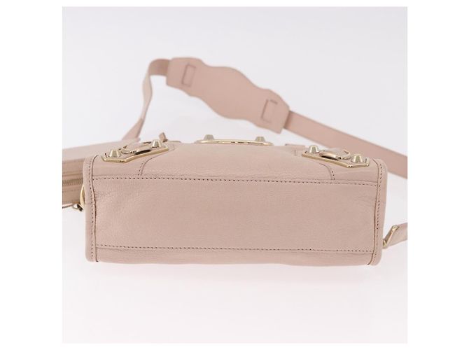 BALENCIAGA Borsa Mini City Classic Metallic Edge in pelle 2way Rosa Auth 185449V - vista 11
