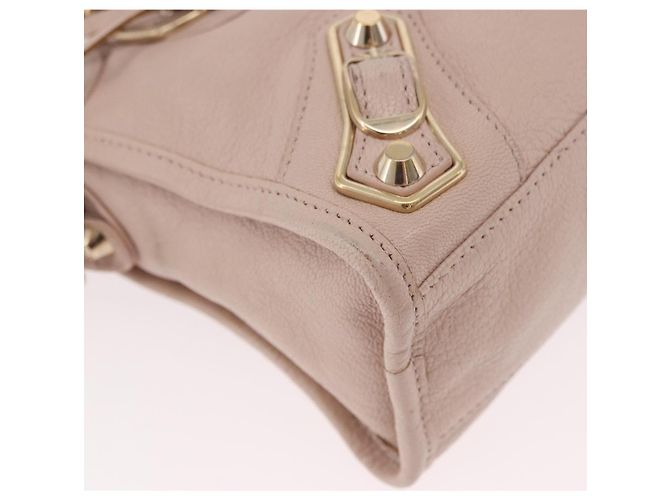 BALENCIAGA Borsa Mini City Classic Metallic Edge in pelle 2way Rosa Auth 185449V - vista 12