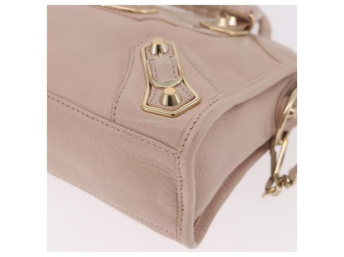 BALENCIAGA Borsa Mini City Classic Metallic Edge in pelle 2way Rosa Auth 185449V - vista 13