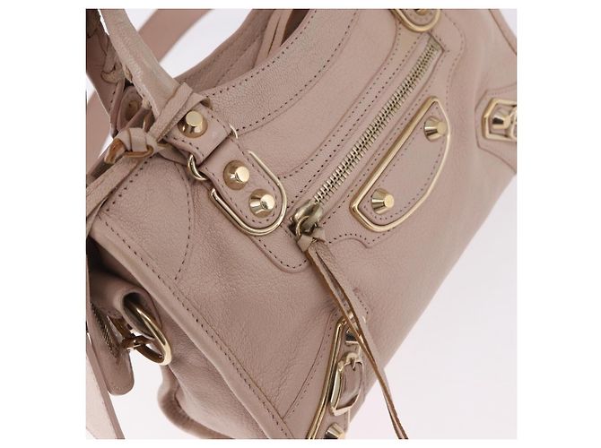BALENCIAGA Borsa Mini City Classic Metallic Edge in pelle 2way Rosa Auth 185449V - vista 17