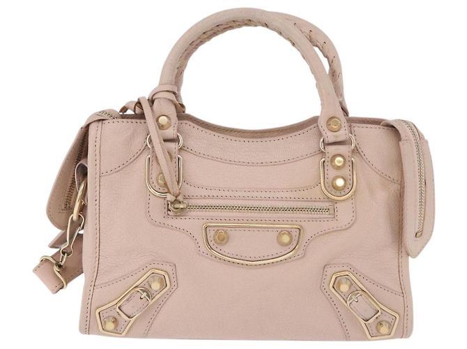 BALENCIAGA Borsa Mini City Classic Metallic Edge in pelle 2way Rosa Auth 185449V - vista 2