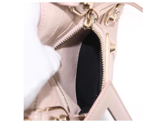 BALENCIAGA Borsa Mini City Classic Metallic Edge in pelle 2way Rosa Auth 185449V - vista 25