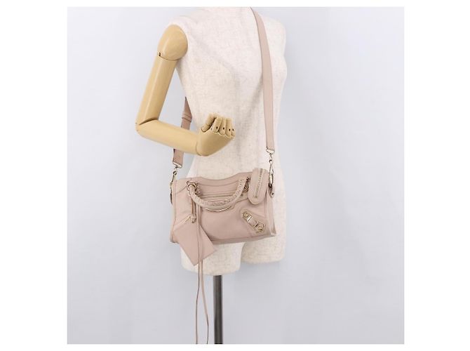 BALENCIAGA Borsa Mini City Classic Metallic Edge in pelle 2way Rosa Auth 185449V - vista 29