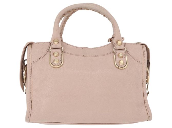 BALENCIAGA Borsa Mini City Classic Metallic Edge in pelle 2way Rosa Auth 185449V - vista 3