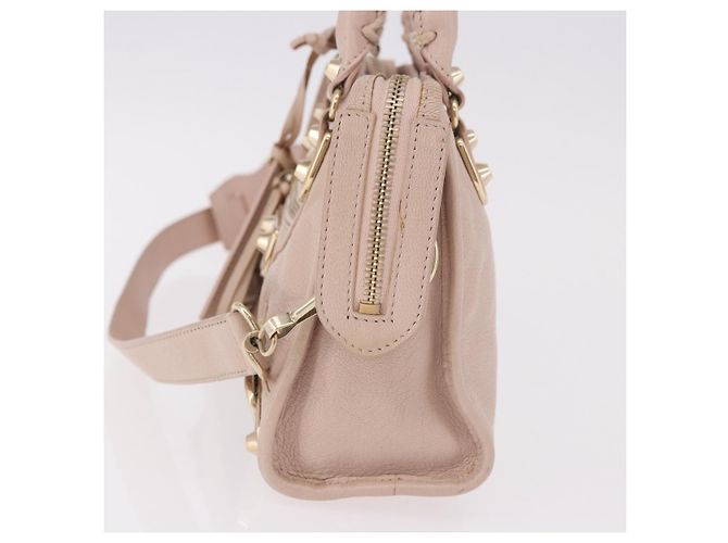 BALENCIAGA Borsa Mini City Classic Metallic Edge in pelle 2way Rosa Auth 185449V - vista 4