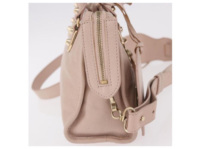 BALENCIAGA Borsa Mini City Classic Metallic Edge in pelle 2way Rosa Auth 185449V - vista 5