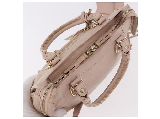 BALENCIAGA Borsa Mini City Classic Metallic Edge in pelle 2way Rosa Auth 185449V - vista 6