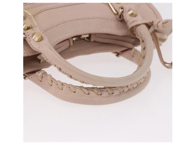 BALENCIAGA Borsa Mini City Classic Metallic Edge in pelle 2way Rosa Auth 185449V - vista 7