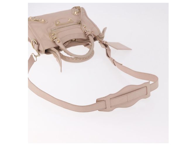 BALENCIAGA Borsa Mini City Classic Metallic Edge in pelle 2way Rosa Auth 185449V - vista 9