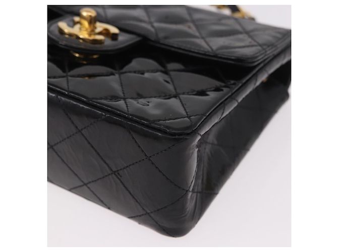 CHANEL Mini Matelasse 17 Chain Bag Pelle vernice Nero Oro CC Auth 184825V D'oro - vista 11