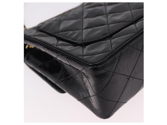 CHANEL Mini Matelasse 17 Chain Bag Pelle vernice Nero Oro CC Auth 184825V D'oro - vista 12