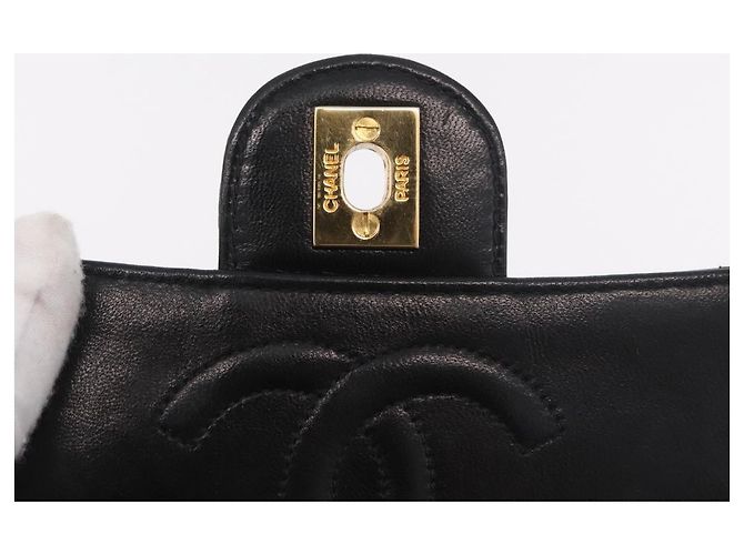 CHANEL Mini Matelasse 17 Chain Bag Pelle vernice Nero Oro CC Auth 184825V D'oro - vista 18