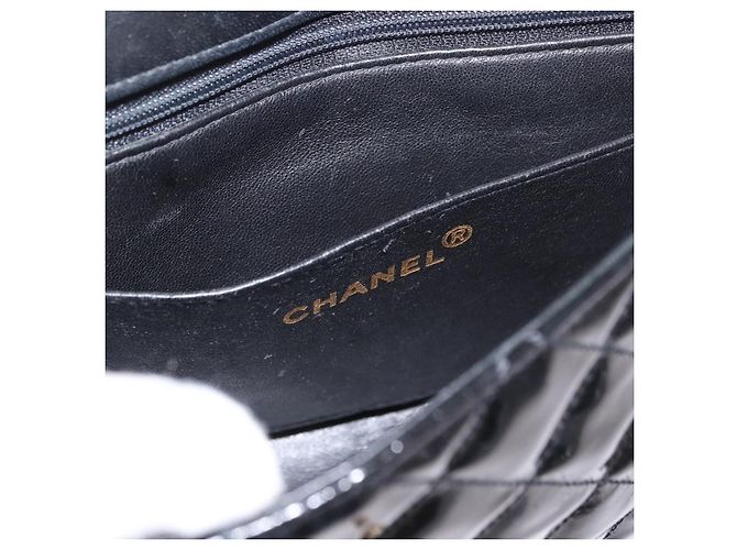 CHANEL Mini Matelasse 17 Chain Bag Pelle vernice Nero Oro CC Auth 184825V D'oro - vista 19
