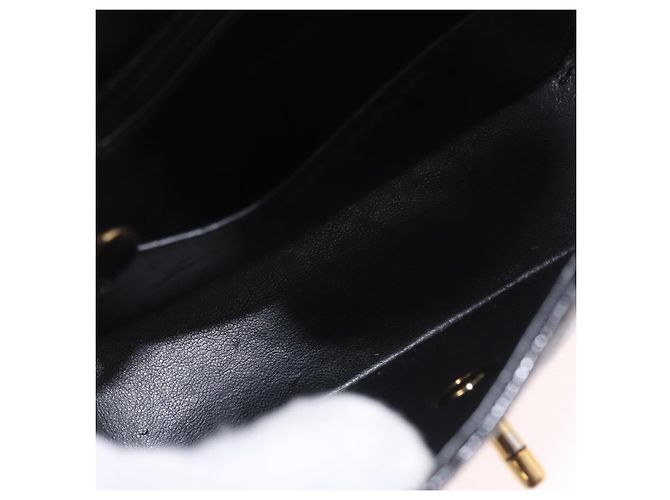 CHANEL Mini Matelasse 17 Chain Bag Pelle vernice Nero Oro CC Auth 184825V D'oro - vista 20