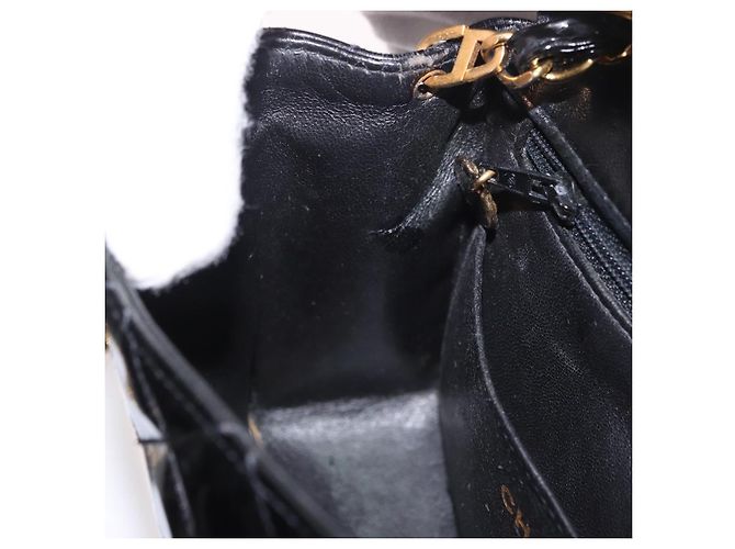 CHANEL Mini Matelasse 17 Chain Bag Pelle vernice Nero Oro CC Auth 184825V D'oro - vista 22