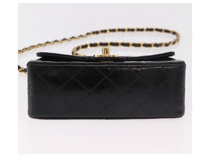 CHANEL Mini Matelasse 17 Chain Bag Pelle vernice Nero Oro CC Auth 184825V D'oro - vista 9
