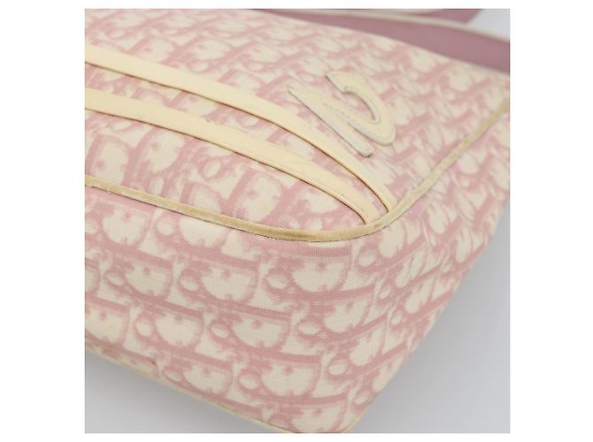 Borsa a Spalla Christian Dior Trotter Canvas PVC Rosa Argento Auth 184929 - vista 10
