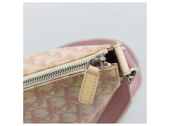Borsa a Spalla Christian Dior Trotter Canvas PVC Rosa Argento Auth 184929 - vista 14