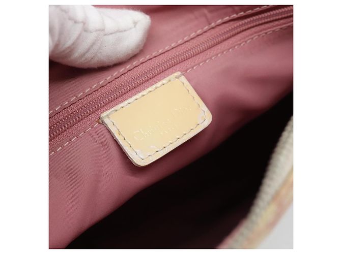 Borsa a Spalla Christian Dior Trotter Canvas PVC Rosa Argento Auth 184929 - vista 16