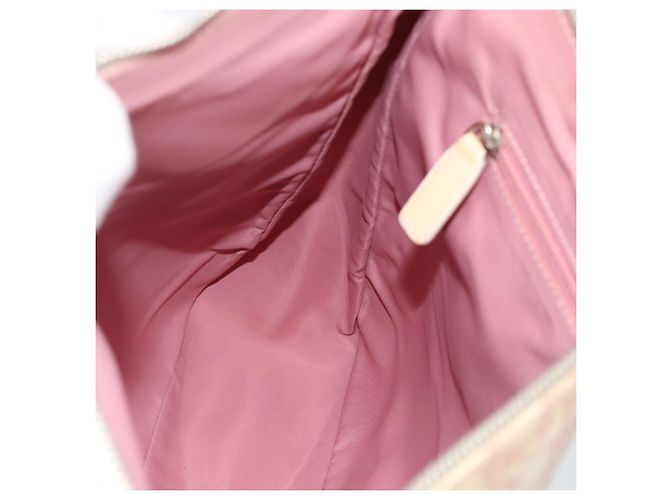 Borsa a Spalla Christian Dior Trotter Canvas PVC Rosa Argento Auth 184929 - vista 19