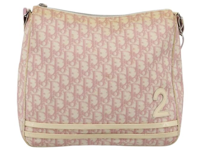 Borsa a Spalla Christian Dior Trotter Canvas PVC Rosa Argento Auth 184929 - vista 2