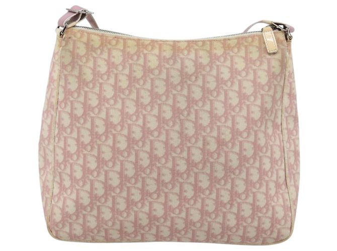 Borsa a Spalla Christian Dior Trotter Canvas PVC Rosa Argento Auth 184929 - vista 3