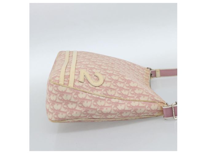 Borsa a Spalla Christian Dior Trotter Canvas PVC Rosa Argento Auth 184929 - vista 5
