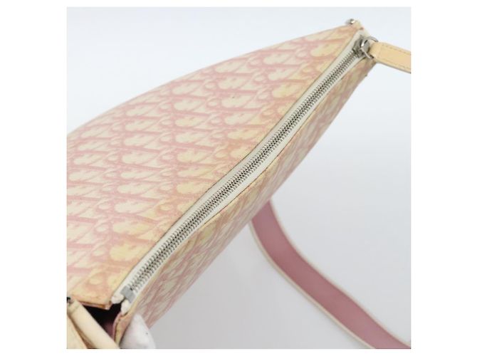 Borsa a Spalla Christian Dior Trotter Canvas PVC Rosa Argento Auth 184929 - vista 6
